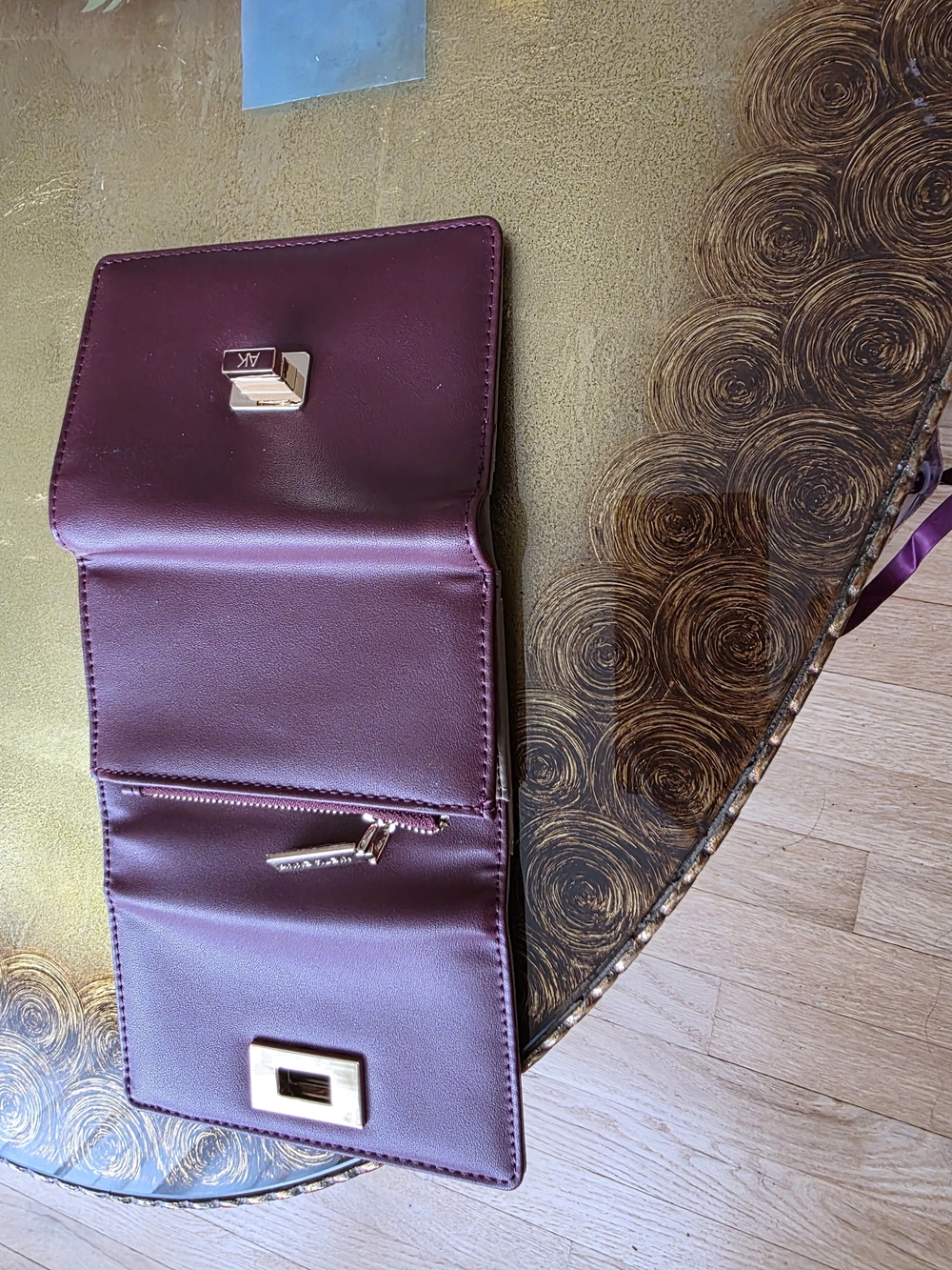 Anne Klein Plum Wallet with Gold-Tone Turn Lock - Picture 5 of 7